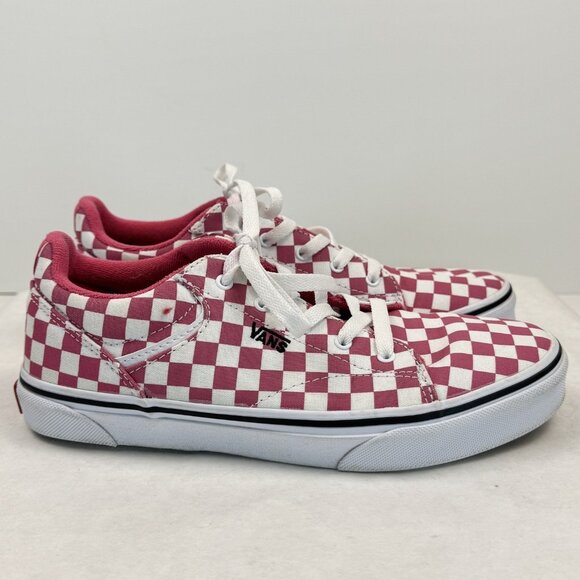 Vans Shoes - Vans Off The Wall Womens Sz 6 Low Top Sneakers Pink White Checkered Lace Up Shoe